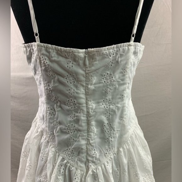 White Floral Eyelet Embroidery Cami Dress - Picture 9 of 9